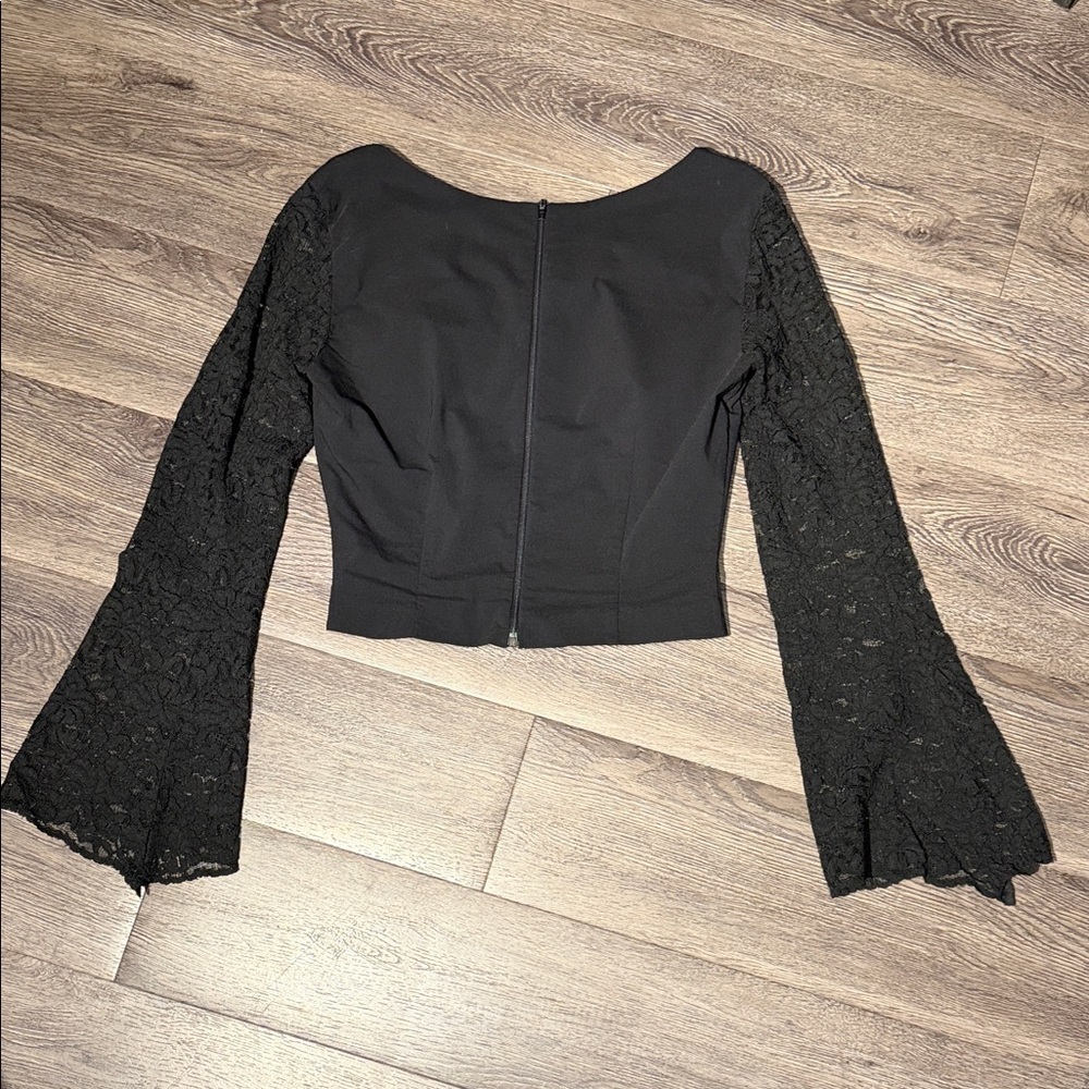 Vintage 90’s Dolce & Gabbana Black Lace Sleeve Top - Picture 11 of 12